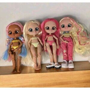 4 Cry Babies BFF Dolls Hannah Dotty Jassy Articulated Fashion Big Eyes 8" Set